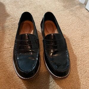 Black patent leather sperry loafers size 7.5